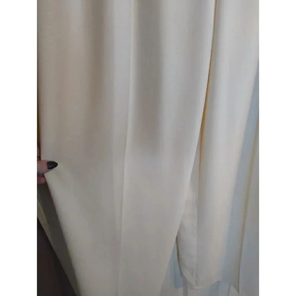 Just Fab Pants Pale Yellow Wide Leg Paperbag Elastic Waist Belt Sz M - Picture 4 of 10